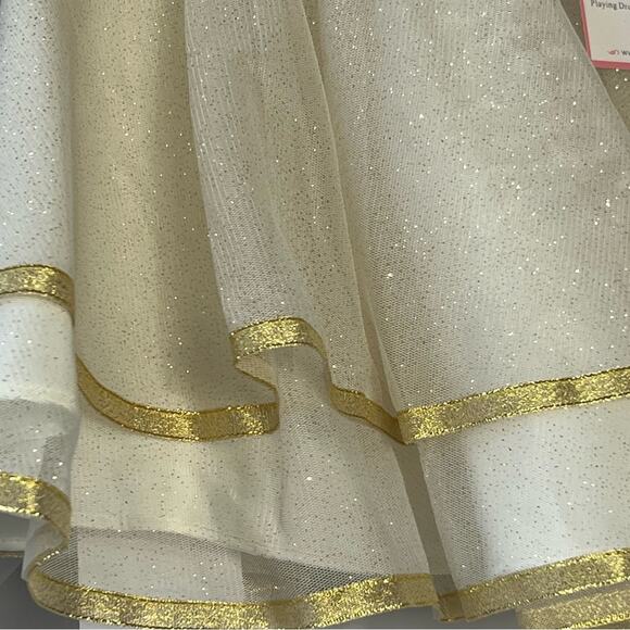 Rare Editions Gold Ruffle Sparkle Bow Special Occasion Dress Girls Size 24 M - Picture 4 of 10